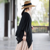 Loose Batwing Lace-up Long T-shirt